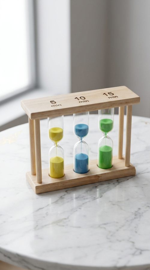 Sablier triple minuterie en bois – Gestion du temps élégante et efficace
