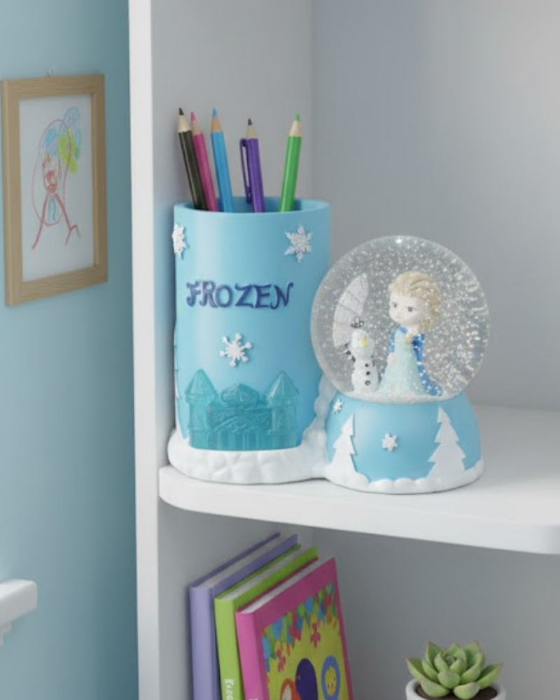 Organisateur de Bureau "La Reine des Neiges" avec Boule à Neige