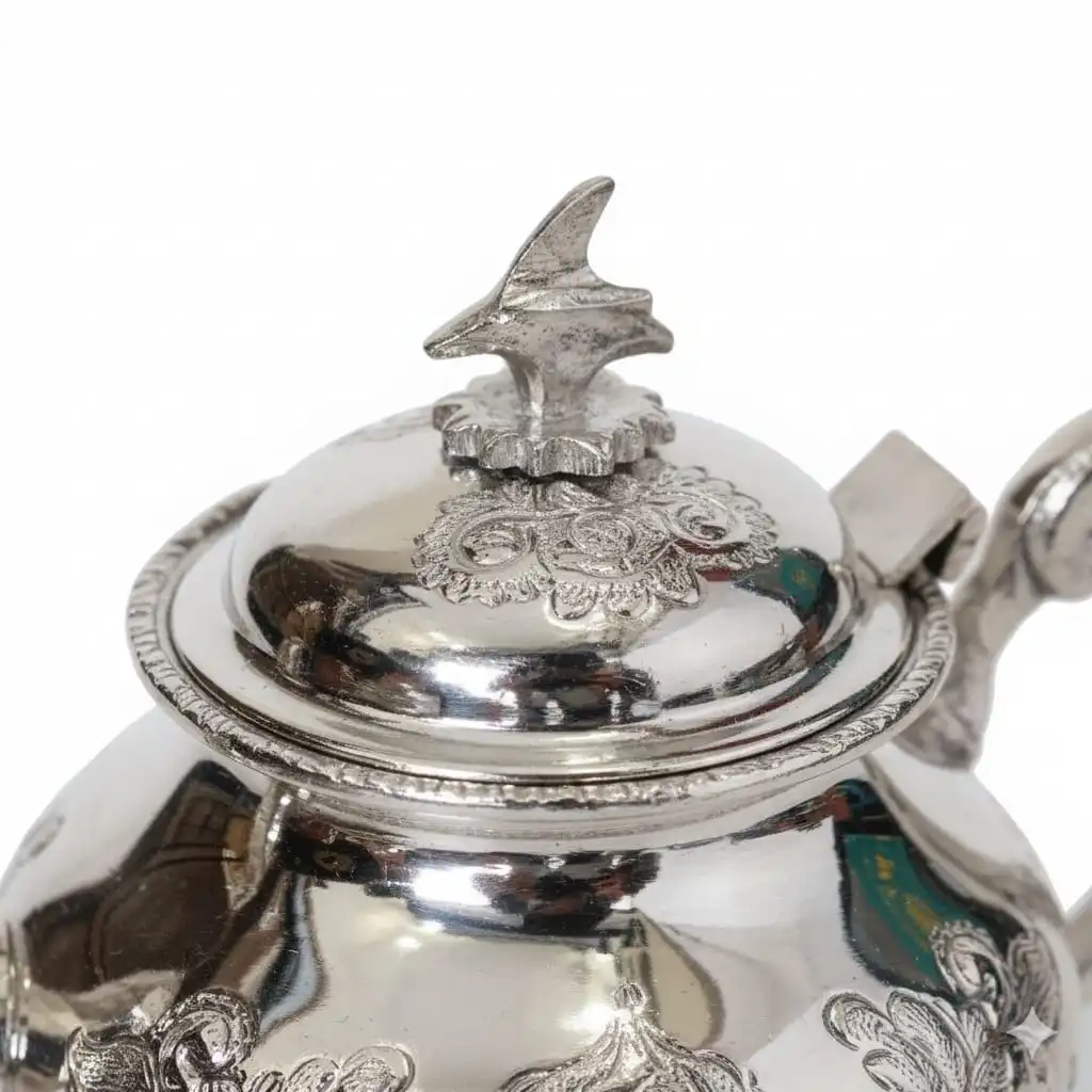 Pack Service à Thé -Tradition & Prestige– 2 Théières (1.5L & 1L) -Plateau Senia 45cm -Bronze Rodié argent + 6 Verres offerts