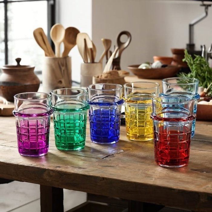 Image de 12 Verres à thé couleurs -Set de 12 Verre à thé – Ensemble élégant de 12 pièces cristallin couleurs - Unbranded