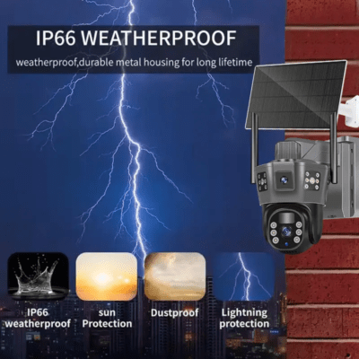 Image de 12Megapixel 4G كاميرا مراقبة بالطاقة الشمسية ثلاثية الشاشات - Unbranded