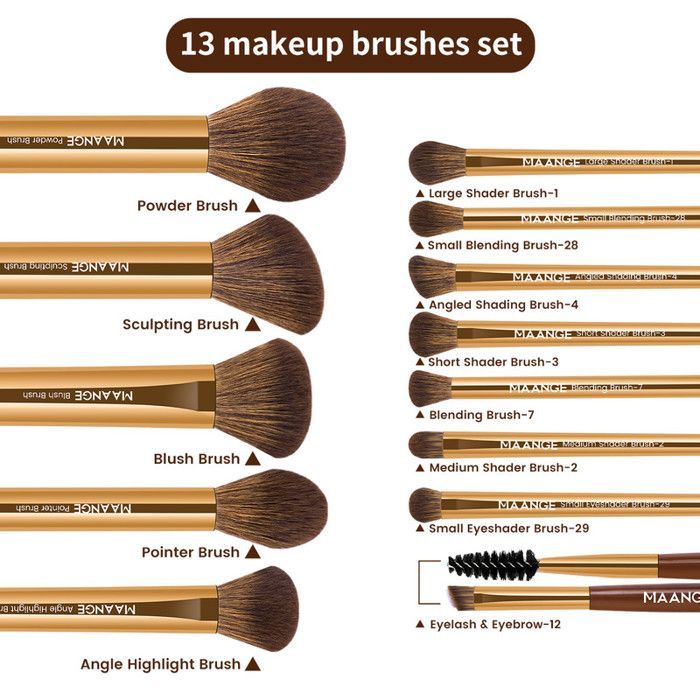 Image de 13pcs Make-up brush-coffee gold - Unbranded