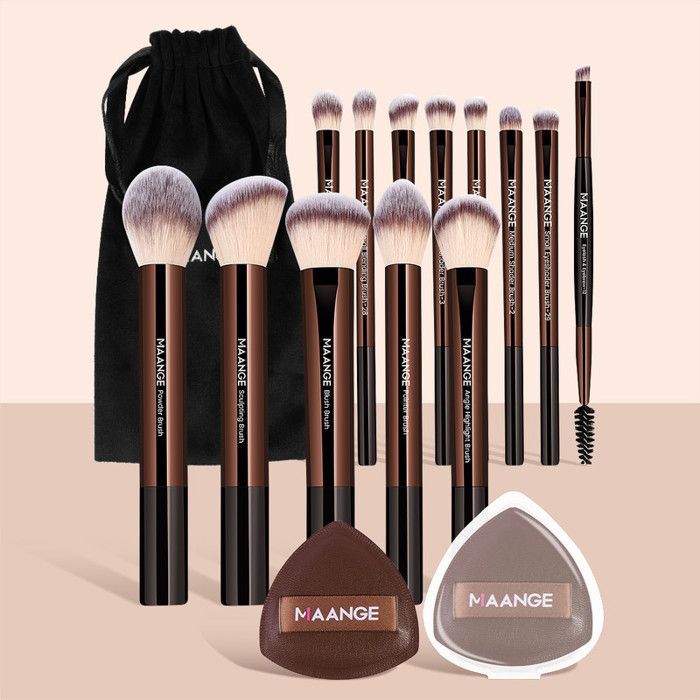 Image de 13pcs Make-up brush with 2pcs puff and bag - Unbranded