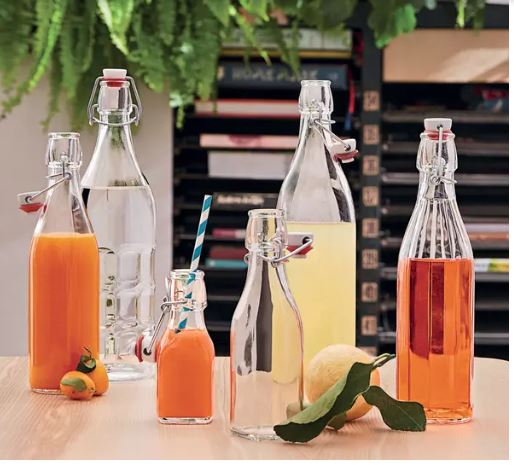 Image de 2 BOUTEILLES en Verre à Clapet - 1L pour Huile - Vinaigre - Kéfir d'eau-Jus - Unbranded