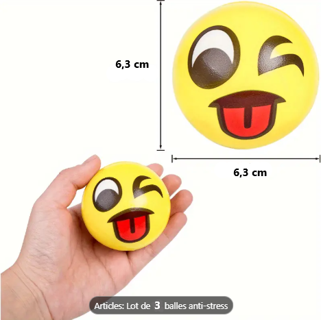 Image de 3 Boules Anti-stress, Jouets anti-stress avec des visages amusants