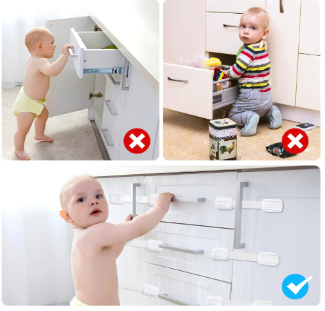 Image de (3 Pc ) Serrure de Sécurité pour Tiroir Armoire, Placard pour la sécurité d'enfant