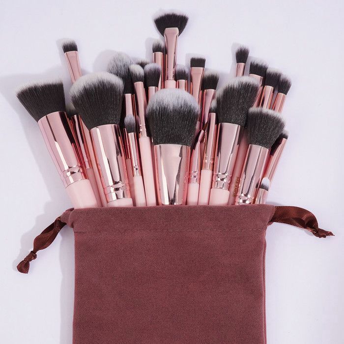 Image de 30pcs Pinceaux de maquillage manche noir tube or avec Sac - Unbranded