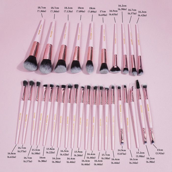 Image de 30pcs Pinceaux de maquillage manche noir tube or avec Sac - Unbranded