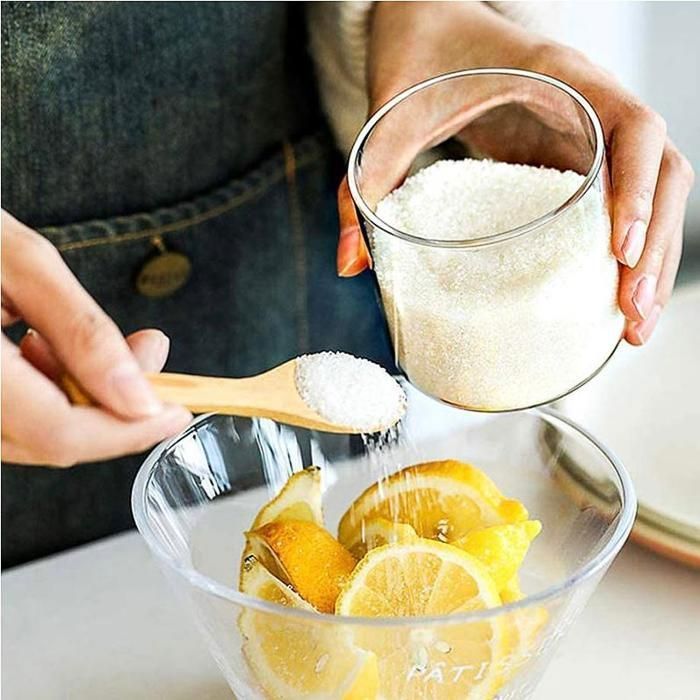 Image de 4 bocaux de stockage -pour épices - 350ml - Verre résistant - Couvercles en bambou - Cuillères en bois - Unbranded