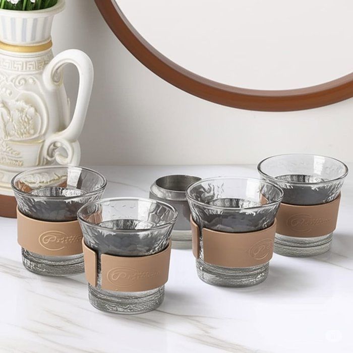 Image de 6 tasses à cafés-jus -sodas 180ml couleur grise avec detail maroc detachable et lavable 185ML - Unbranded