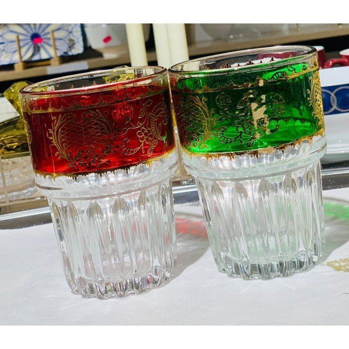 Image de 6 Verres à eau en couleurs - Cristalin - Lot de 6 - 300ML - Couleurs variées - Verre épais - Unbranded