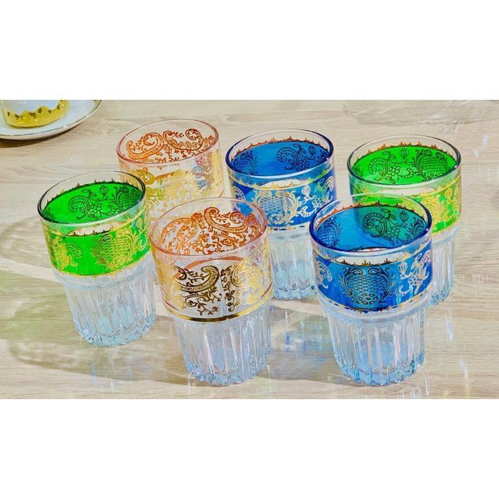 Image de 6 Verres à eau en couleurs - Cristalin - Lot de 6 - 300ML - Couleurs variées - Verre épais - Unbranded