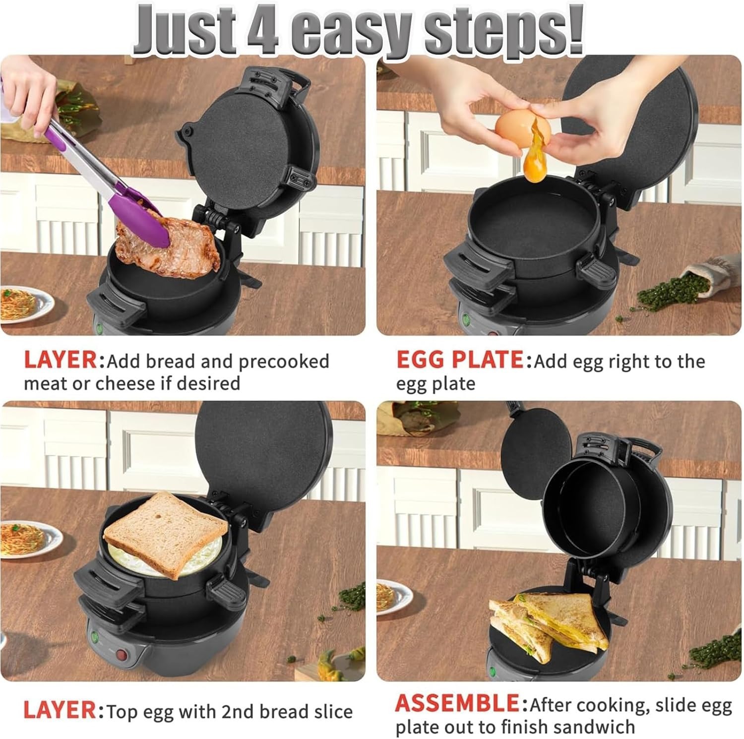 Image de Appareil à sandwich Proctor Silex 25481C, noir - Unbranded