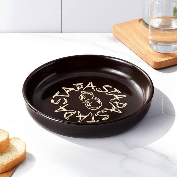 Image de Assiette creuse vintage en couleur NOIR – Vaisselle artisanale faite main pour les passionnés de cuisine