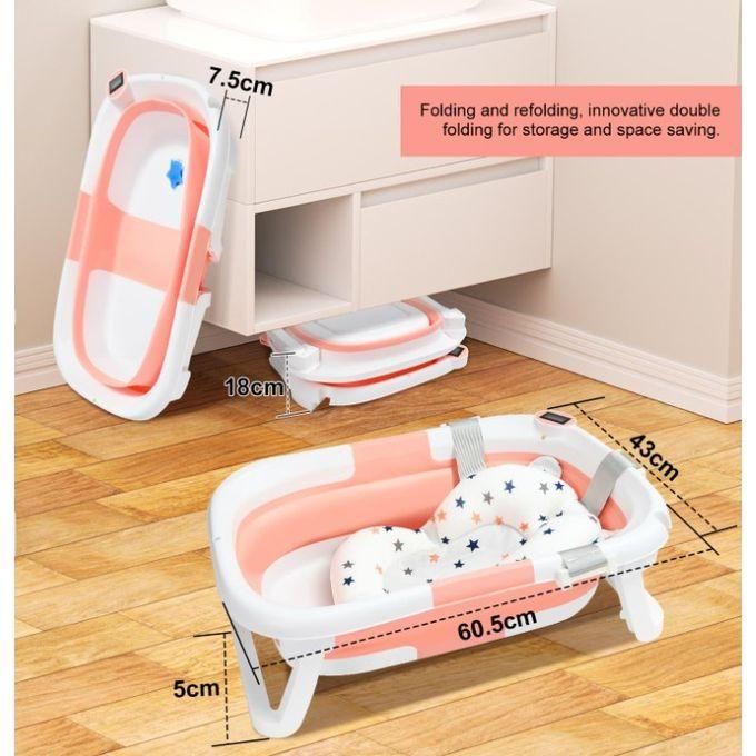 Image de Baignoire Pliable Bébé avec Thermomètre à eau, Coussin - Unbranded