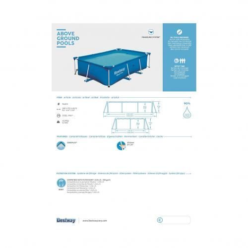Bestway Piscine Tubulaire Rectangulaire 259 x 170 cm