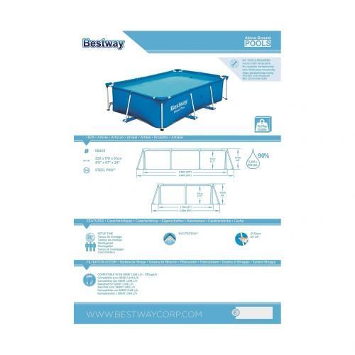 Image de Bestway Piscine Tubulaire Rectangulaire 259 x 170 cm - Unbranded
