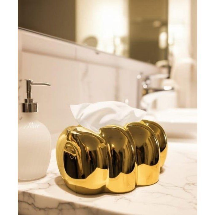 Image de Boîte à mouchoirs dorée au design ovale forme escargot doree – Pour voiture, maison et bureau - Unbranded