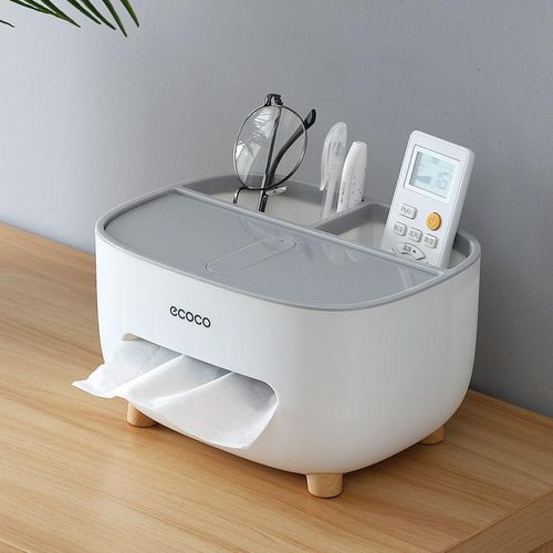 Boîte de Rangement Multifonctions - Porte-Mouchoirs, Télécommande, Support Téléphone - Design Moderne