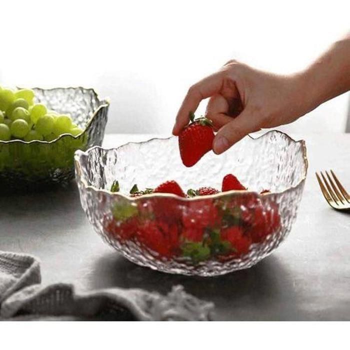 Image de Bol en verre - 15 cm - Design élégant - Détail doré - Accessoires de cuisine - Unbranded