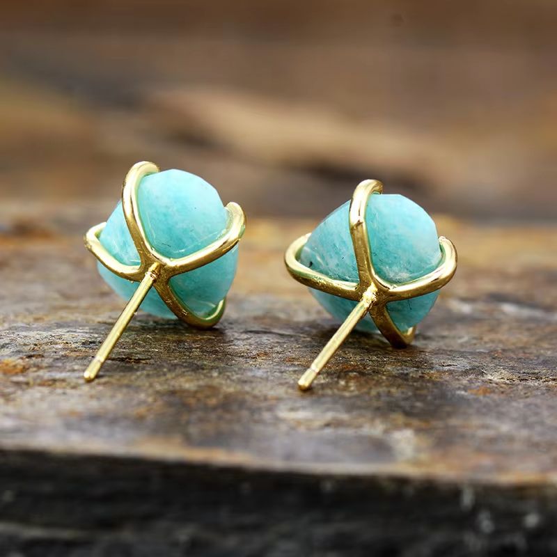 Boucle d'oreille Ethnique en Amazonite