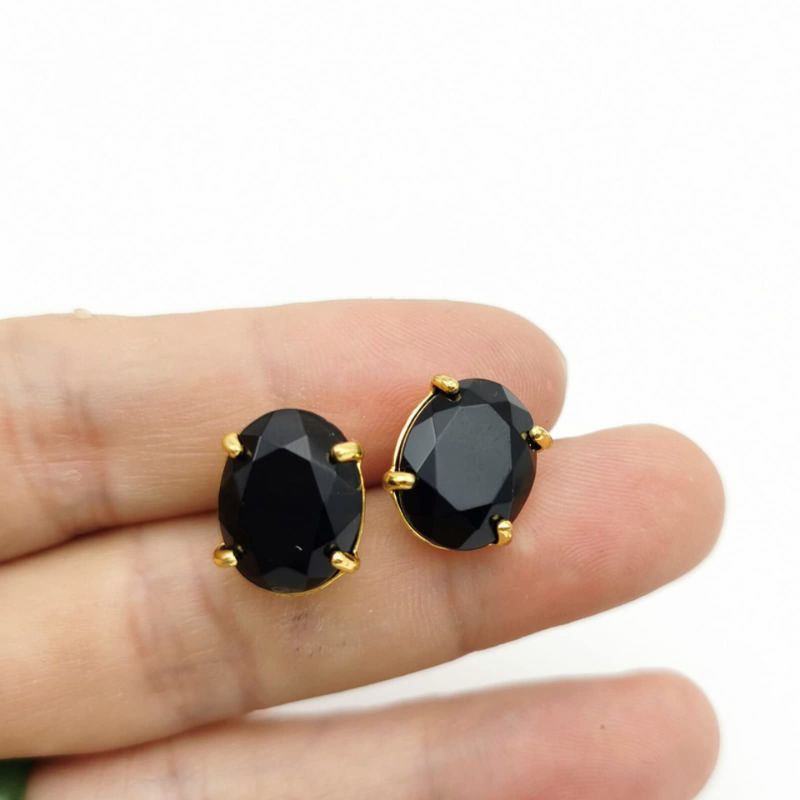 Image de Boucle d'oreille Ethnique en Onyx Noir - Unbranded