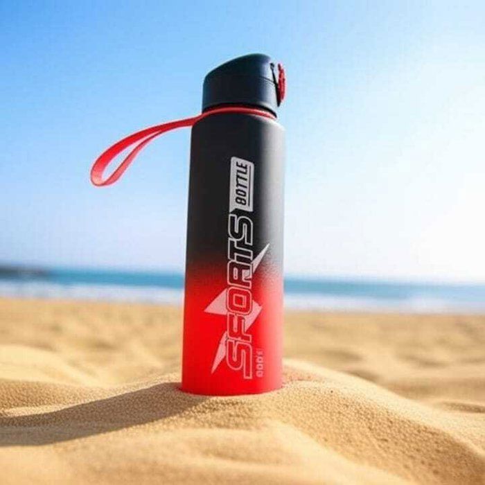 Image de Bouteille d'eau de sport isotherme en plastique sans BPA 1L avec couvercle couleurs aléatoires - Unbranded