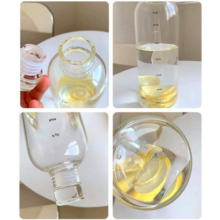 Bouteille d'eau en verre résistant transparent -adultes et enfants, les voyages, la gym, le quotidien -600Ml-couleurs aléatoires