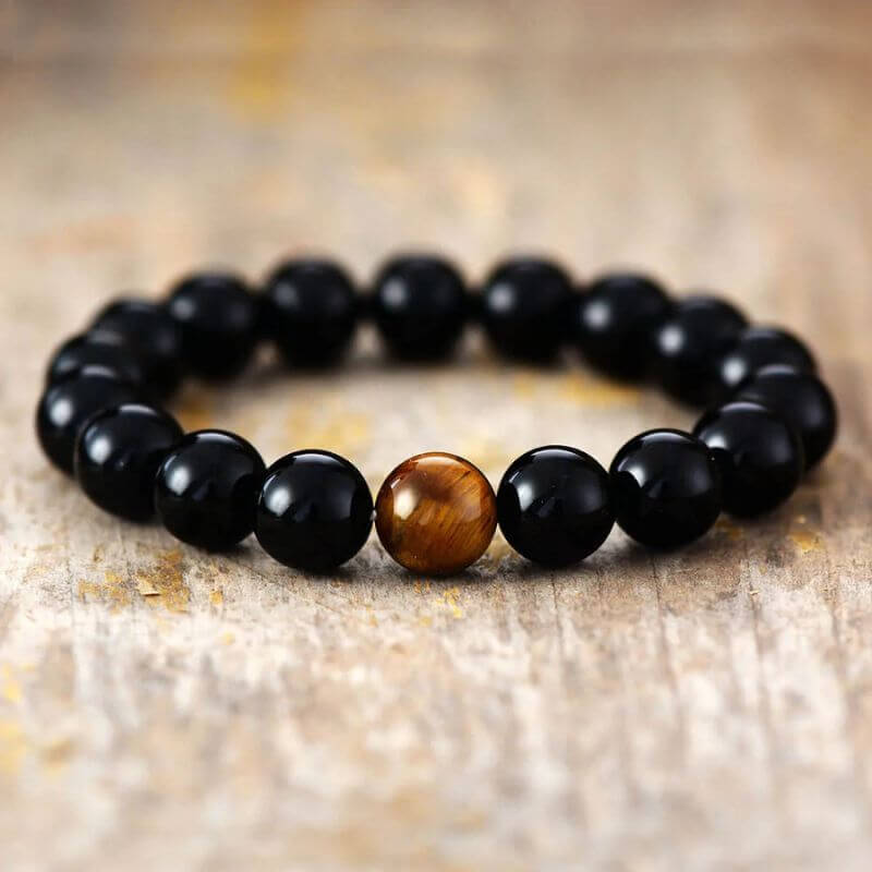 Image de Bracelet Elastique en Onyx Noir - Unbranded
