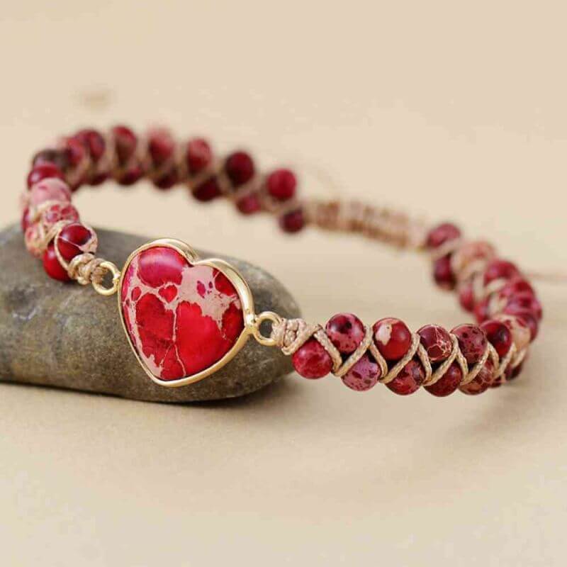 Image de Bracelet Tressé en Jaspe Rouge - Unbranded