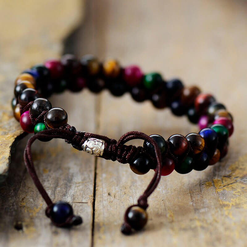 Image de Bracelet Tressé en Œil de Tigre - Unbranded