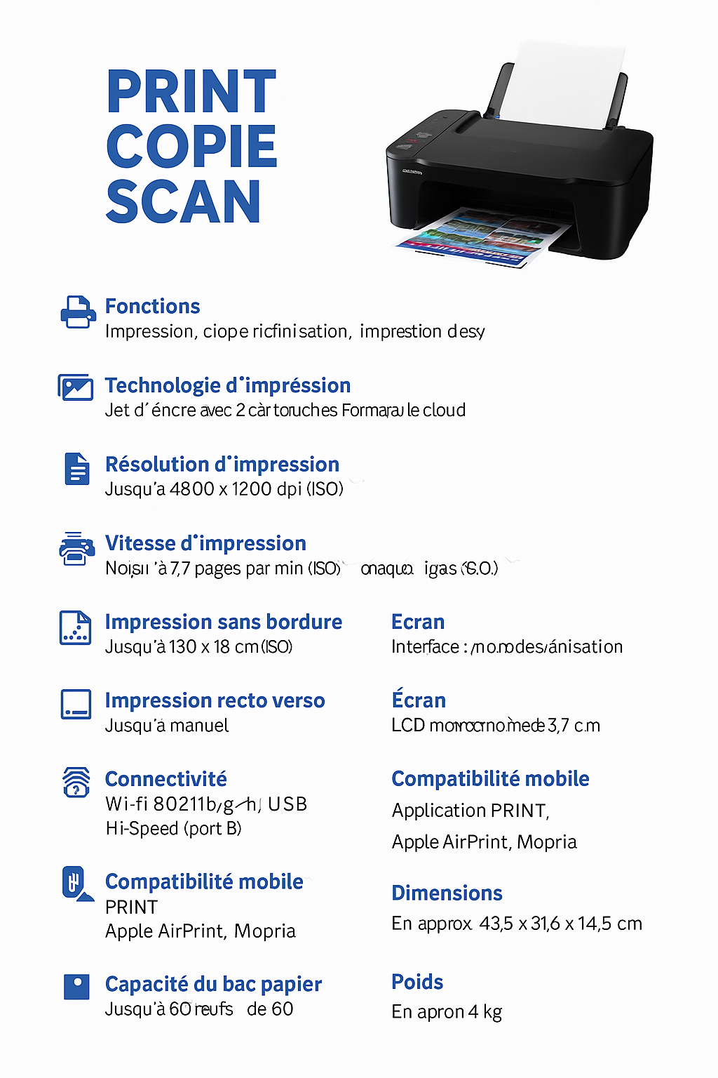 Image de Canon PIXMA TS3640 – Imprimante Multifonction Jet d’Encre Wi-Fi – Impression, Copie, Scan – 4800 x 1200 dpi – Noir