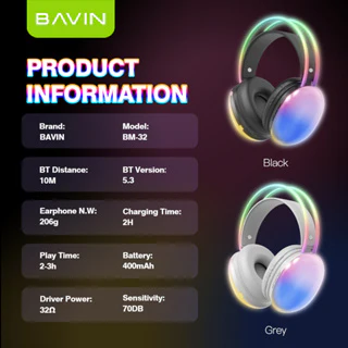 Image de Casque Bluetooth RGB sans fil BAVIN BH32 - Unbranded