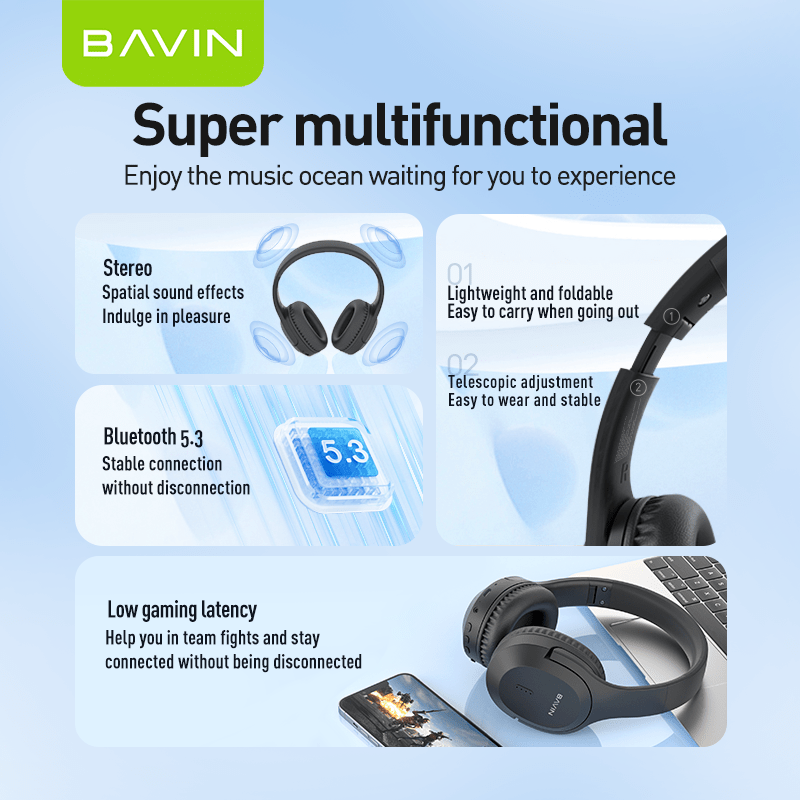 Image de Casque stéréo Bluetooth BAVIN BH50