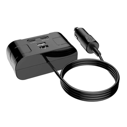 Image de Chargeur de voiture 60W, adaptateur d'alimentation, 2 prises, 2 ports USB 2 Type C PD 22W, charge rapide - Unbranded