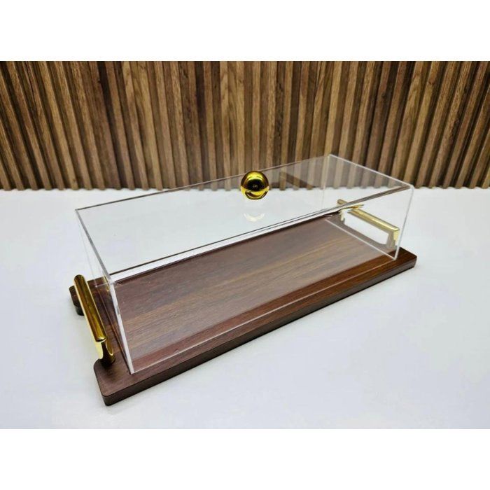 Image de CLOCHE A GATEAU -SUPORT À GATEAUX GM 40/17cm EN BOIS AVEC DÉTAIL DORÉ - Unbranded