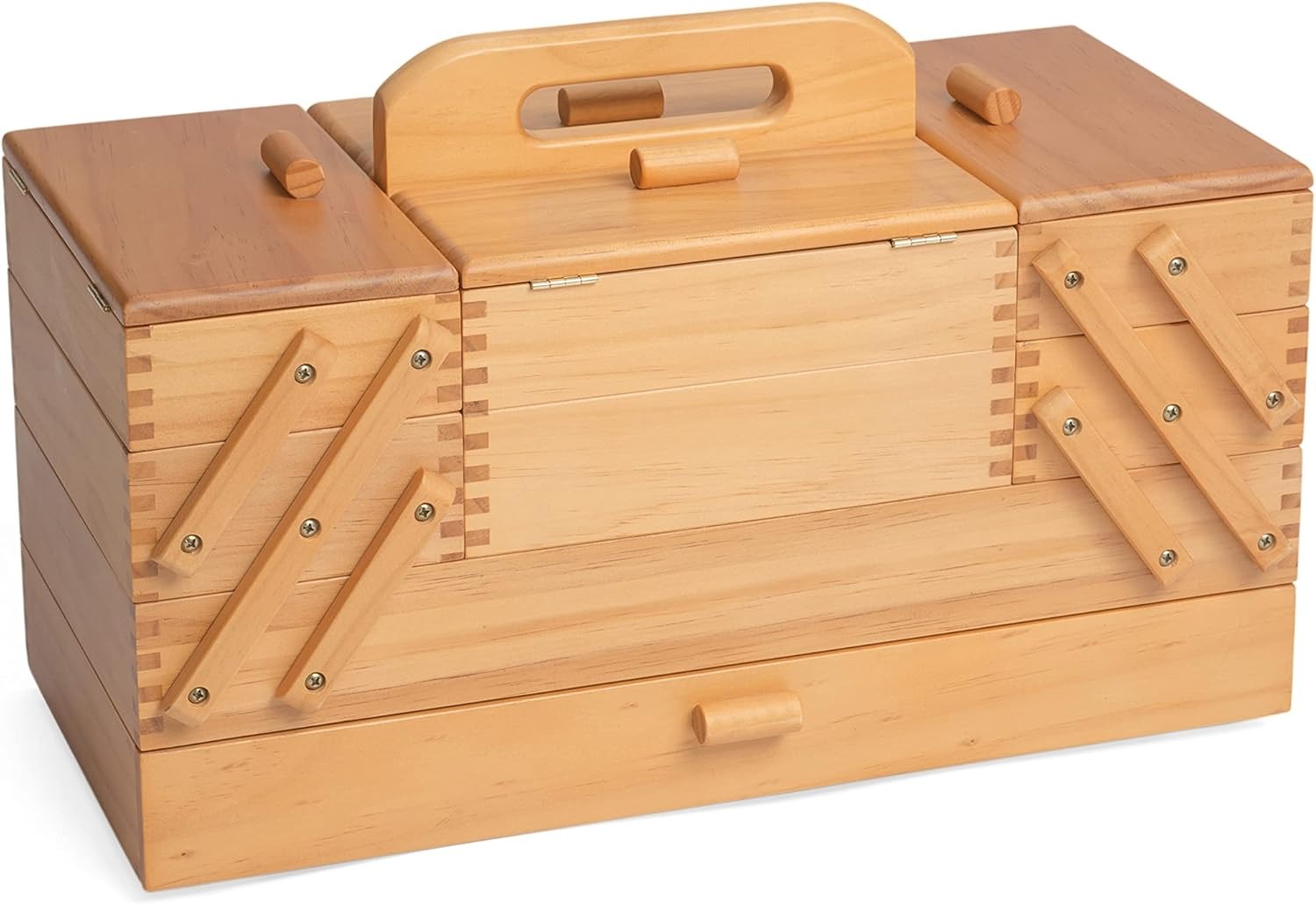 Coffret de rangement en bois à 4 niveaux pour loisirs créatifs, couture, cadeau de passe-temps, 23 x 41 x 28 cm