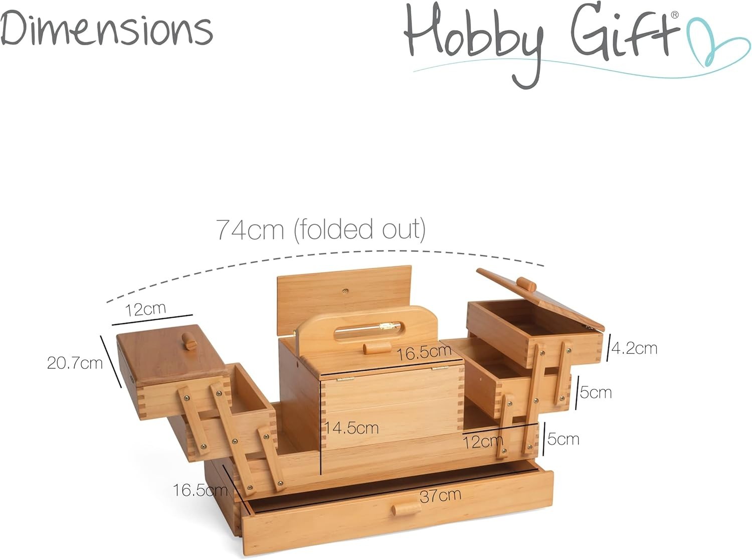 Image de Coffret de rangement en bois à 4 niveaux pour loisirs créatifs, couture, cadeau de passe-temps, 23 x 41 x 28 cm - Unbranded