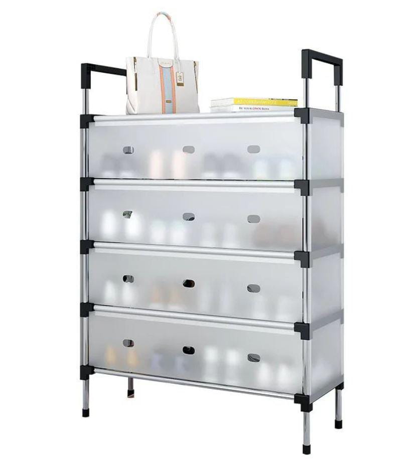 Couloir chambre étagère en tissu anti-poussière armoire à chaussures en métal armoire à chaussures couches étagère à chaussures