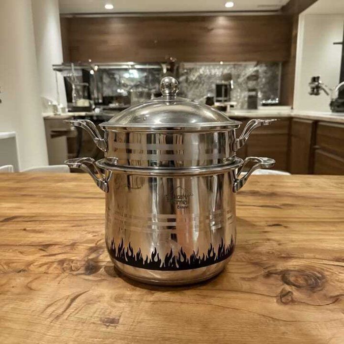 Image de Couscousier inox premum avec indicateur thermique visuel et design italien – Hauteur 20cm/8L