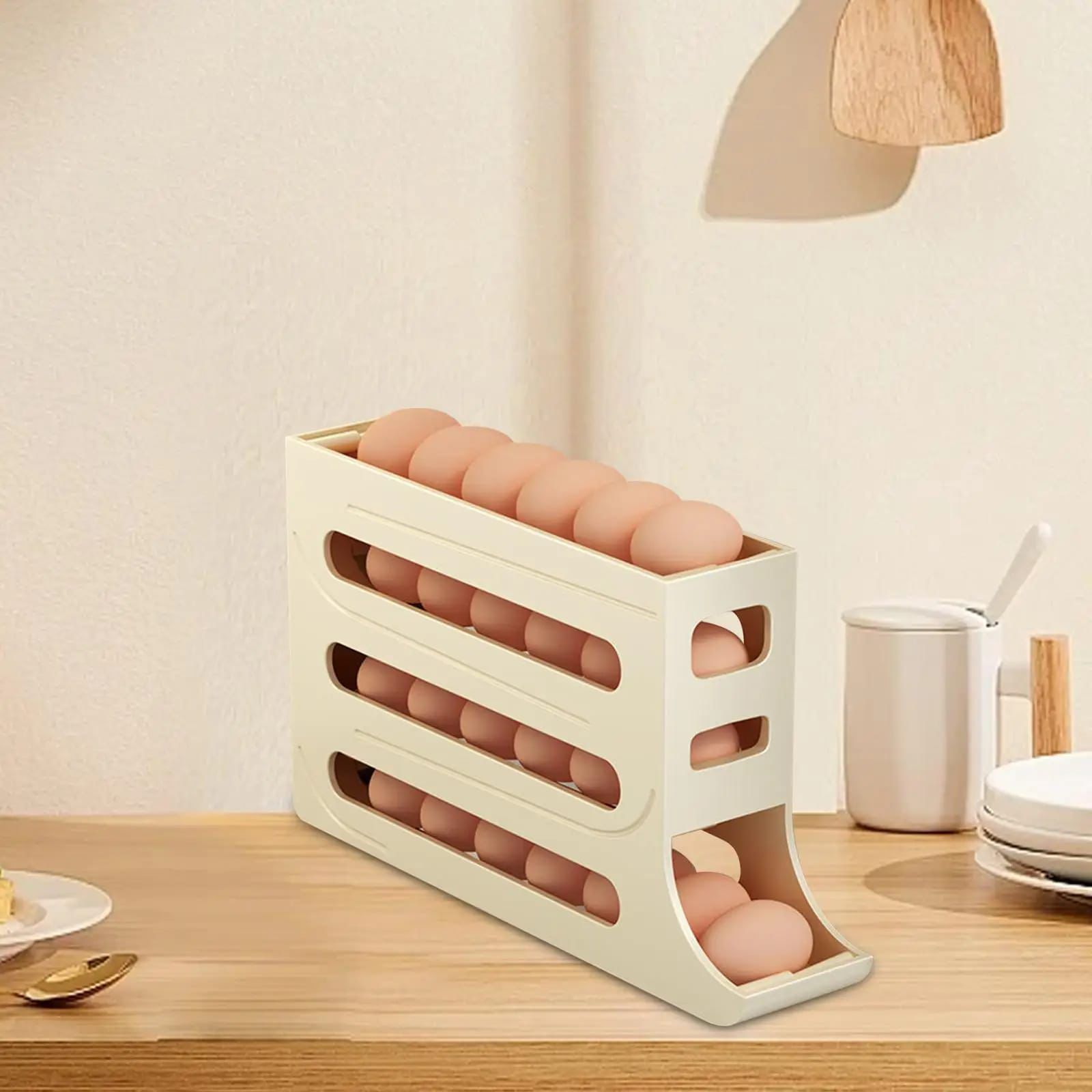 Image de Distributeur d'œufs pour Réfrigérateur, Rouler Automatiquement La Boîte À 4 Niveaux(Blanc) - Unbranded