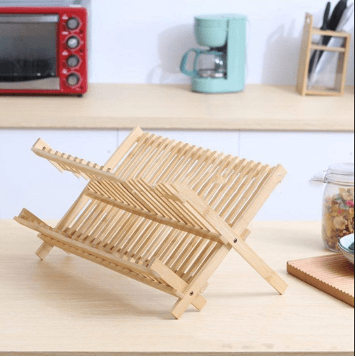 Image de Égouttoir à vaisselle - Bambou - Pliable - 39cm x 33cm x 25cm - Design contemporain - Accessoires de cuisine - Unbranded