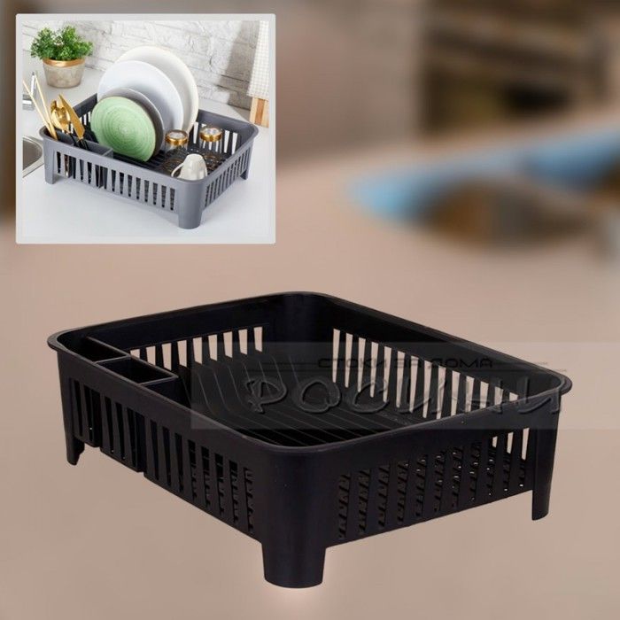 Image de Égouttoir à vaisselle rectangulaire avec porte-couverts, égouttoir à vaisselle égouttoir pour cuisine - Unbranded