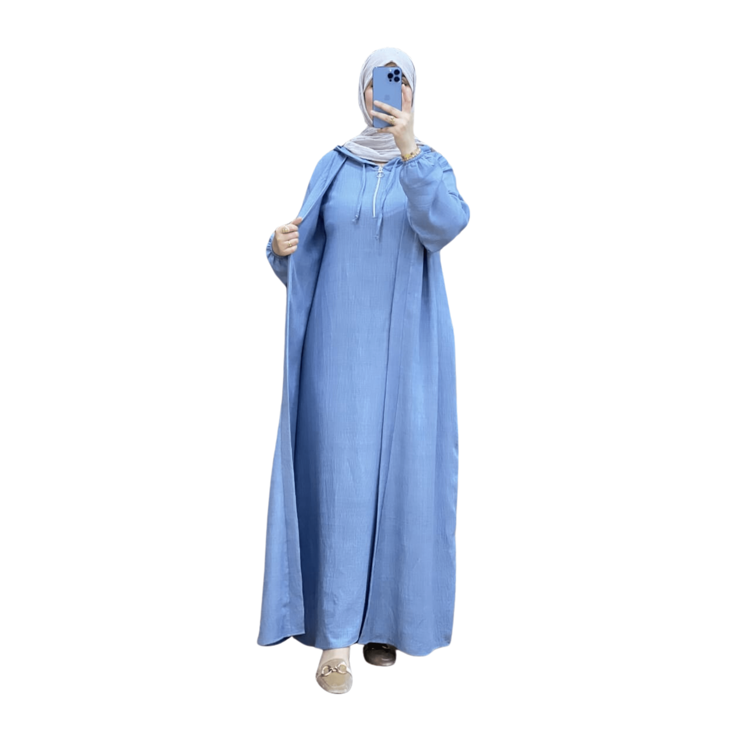 Image de Ensemble 2 pièces en lin Chemise à manches longues boutonnée et pantalon Robe Abaya "Tenues de Dubaï" - Unbranded