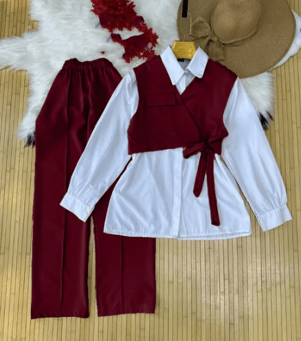 Image de Ensemble 3 pièces femme – Chemise + Gilet + Pantalon - Unbranded