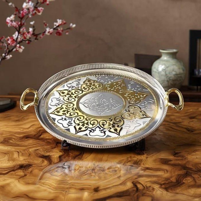 Image de Ensemble 3 plateaux Gm 65cm/40cm Mm 55/34cm Pm 47cm/29cm et argentés - Unbranded