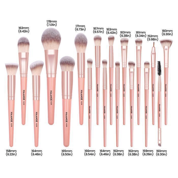Image de Ensemble de 18 Pinceaux de maquillage - Rose - Unbranded