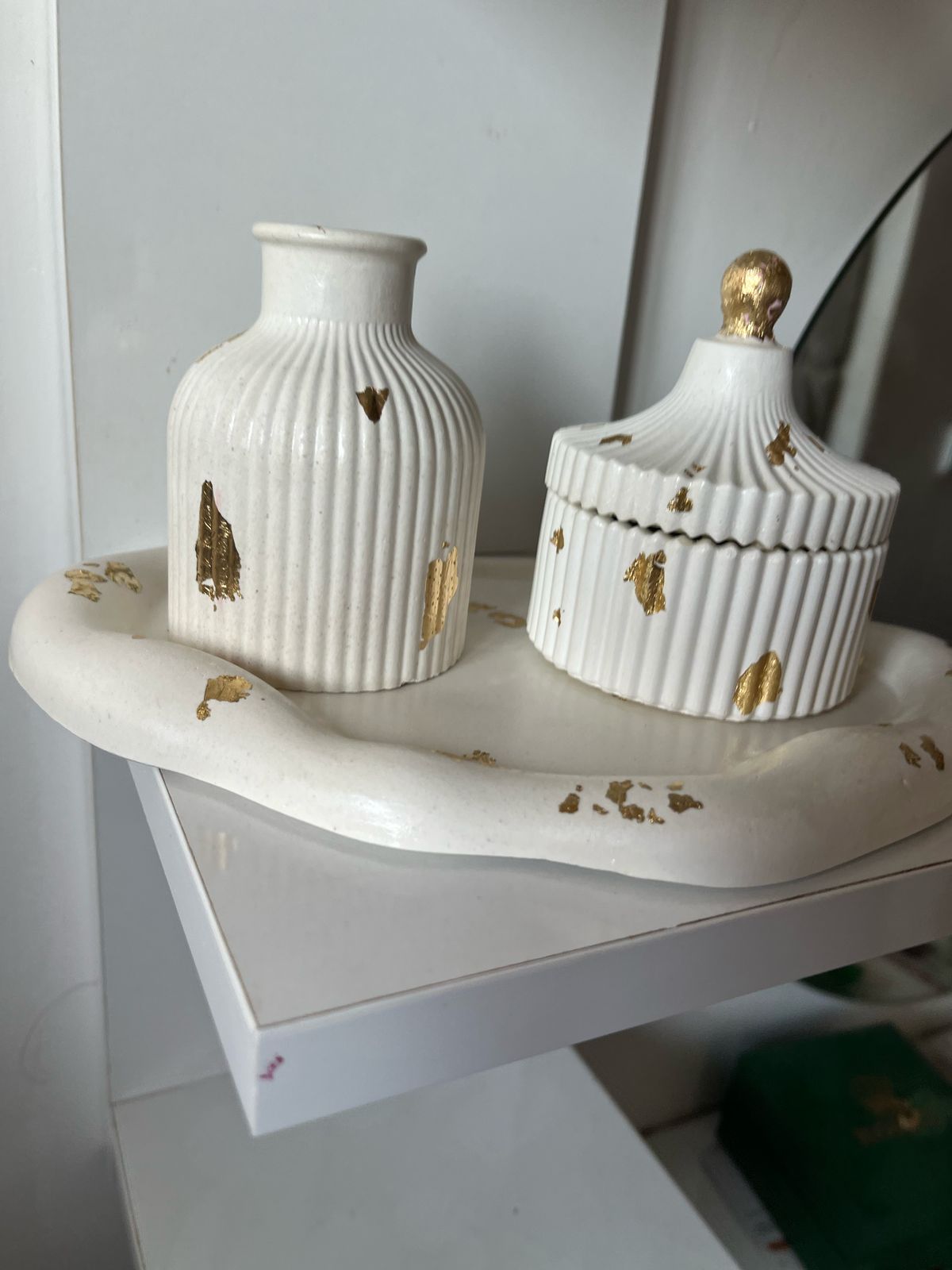 Image de Ensemble déco en béton artisanal blanc – Forme nuage - Unbranded