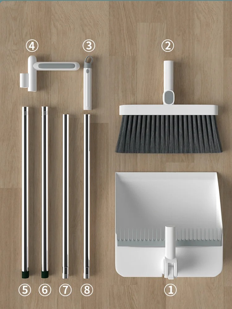 Image de Ensemble d’essuie-poussière pliable – Balai rotatif 180° &amp; pelle rabattable - Unbranded