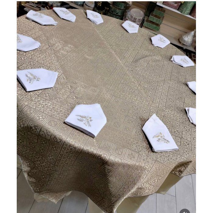 Image de Ensemble Nappe de table et 12 serviettes brodées Skeli hor en tissu Khrib qualité premum tissu lavable - Unbranded